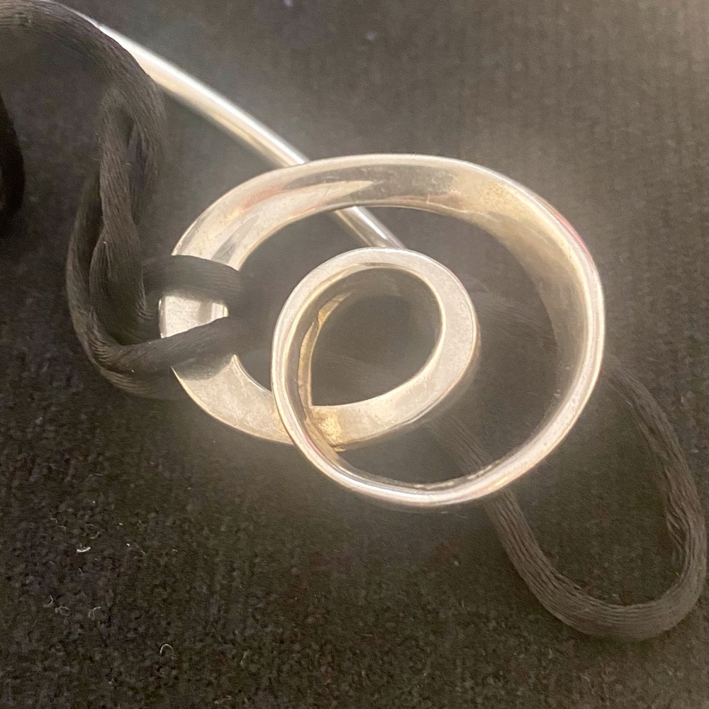 Vintage Somers Randolph SFR Sterling Silver necklace on black silk cord.